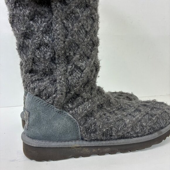 UGG Lattice Cardy Knit Button Boots Size 7 Gray Cozycore - Picture 2 of 11